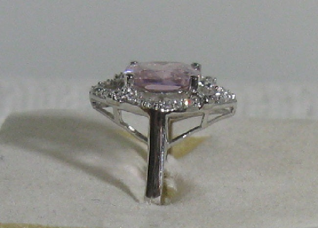 6.8 ct Lab Created Pink Topaz With White Stones Ring 5-6.75-7-7.5-7.75-8