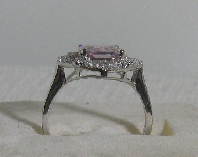 6.8 ct Lab Created Pink Topaz With White Stones Ring 5-6.75-7-7.5-7.75-8