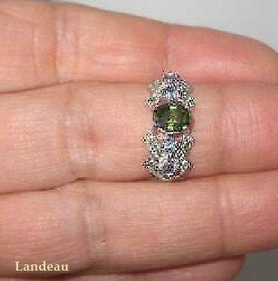 2.5 ct natural gems green sapphire tanzanite gold on s. silver ring (7.75)