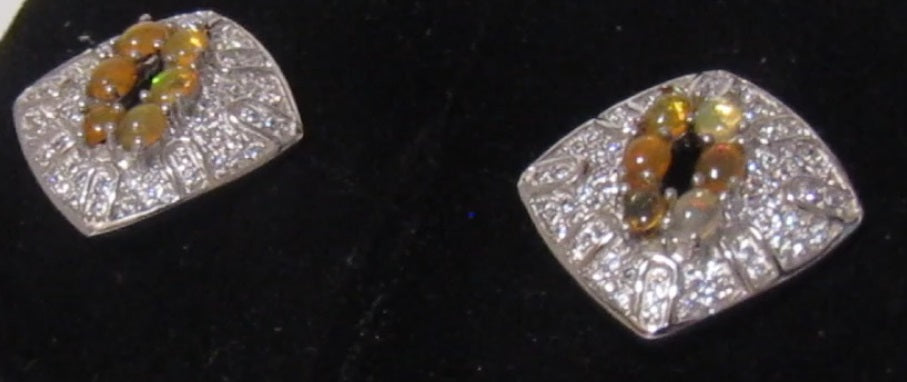 3 ct natural gems australian opal gold on sterling silver earrings