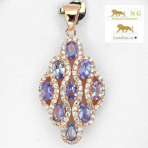 gold 8.8 ct natural gems blue sapphire yellow g. on silver pendant & necklace v