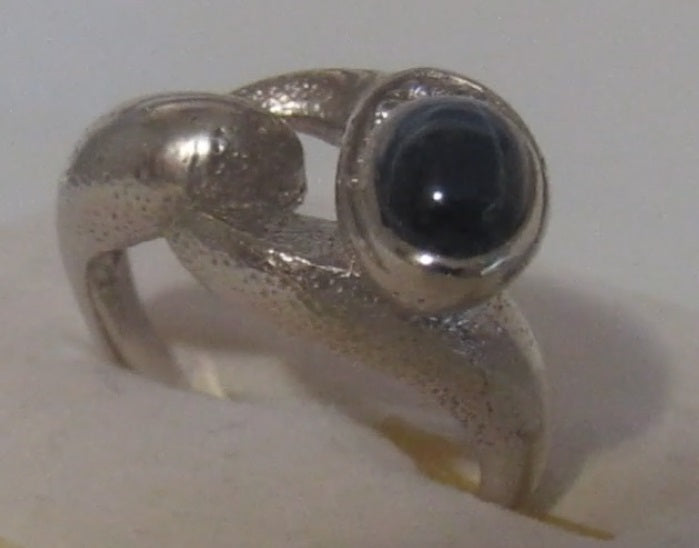 1.24 ct natural gem BLUE STAR SAPPHIRE SILVER RING (7.25)