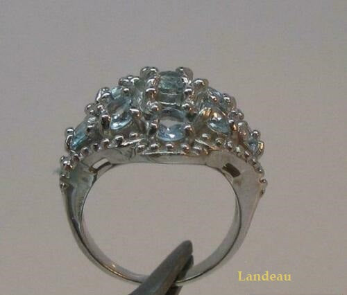 8.4 ct natural gems multi stones sky blue topaz sterling silver ring (6) v