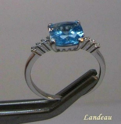 2.4 ct natural gems sky blue topaz with cz accents sterling silver ring (6.75) v