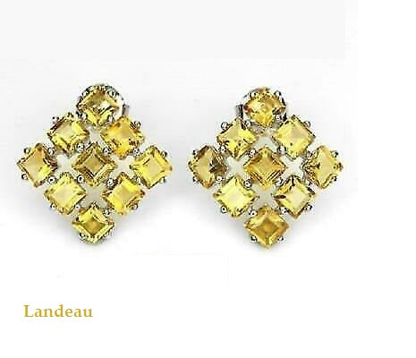 6.4 ct natural gems citrine gold on sterling silver earrings