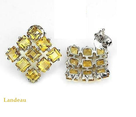 6.4 ct natural gems citrine gold on sterling silver earrings v