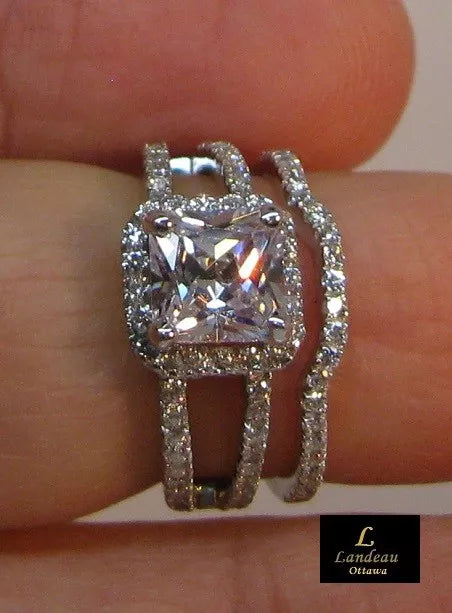 Lab Created engagement ring 2.25 ct princess-cut diamond wedding set (5.5)
