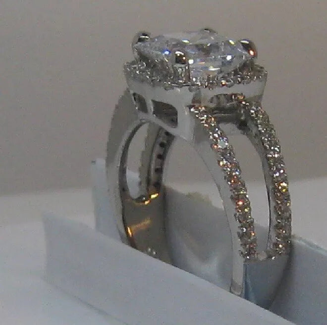 Lab Created engagement ring 2.25 ct princess-cut diamond wedding set (5.5)