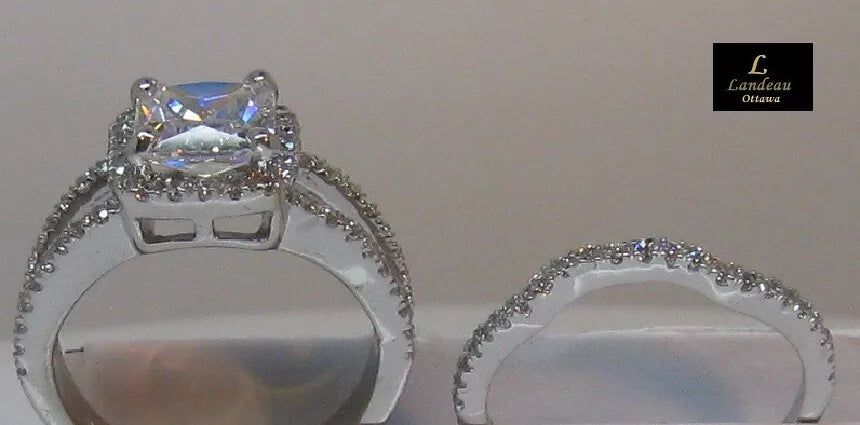 Lab Created engagement ring 2.25 ct princess-cut diamond wedding set (5.5)