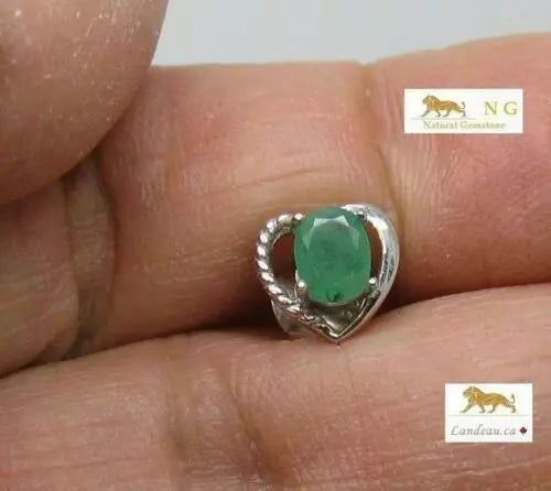 1.6 ct natural gems emerald gold on sterling silver heart earrings