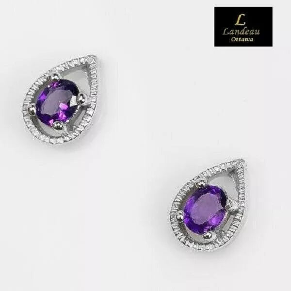 1.9 ct natural gems purple pear amethyst gold on sterling silver earrings