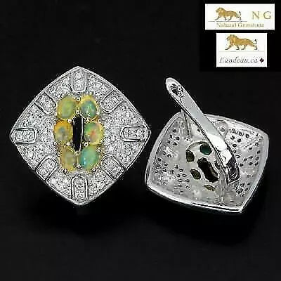 3 ct natural gems australian opal gold on sterling silver earrings