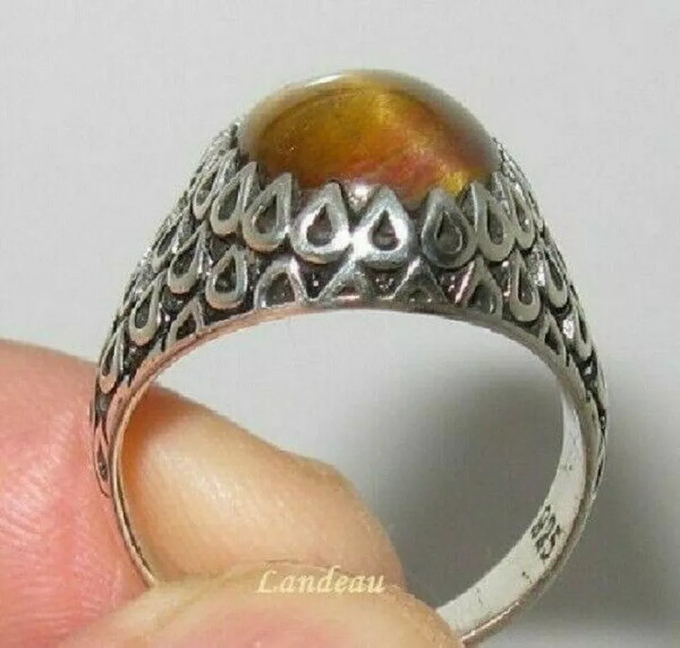 12.2 ct tiger's eye men's sterling silver ring (9 )