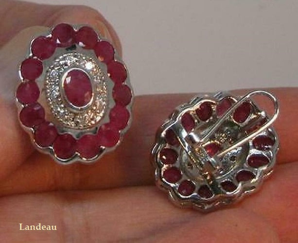 8.8 ct natural gems blood red ruby gold on sterling silver earrings v