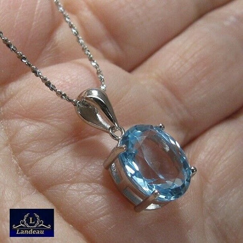 8 ct natural gem sky blue topaz gold on 925 sterling silver pendant