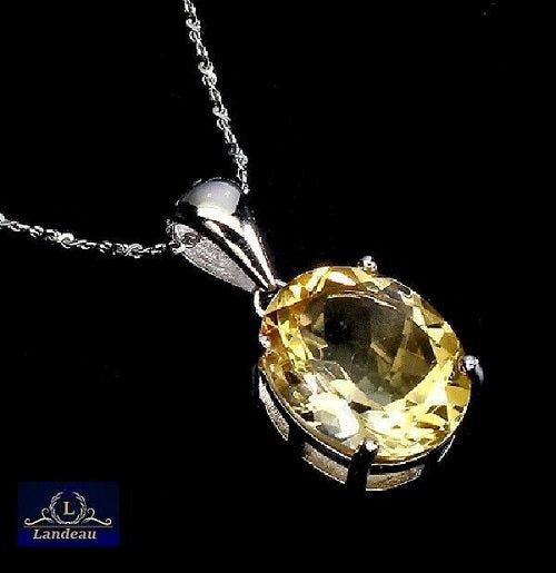 8 ct natural gem citrine gold on 925 sterling silver pendant & necklace