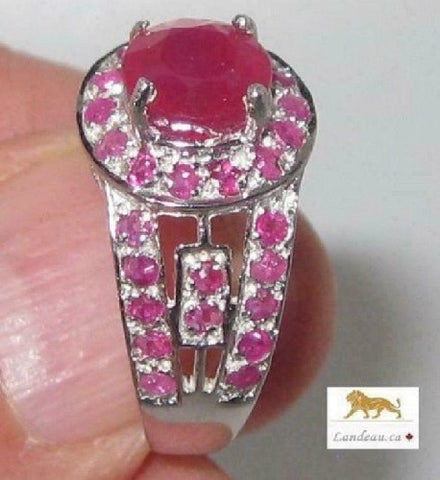 3.8 ct natural gems red & pink ruby gold on s. sterling silver ring (6)