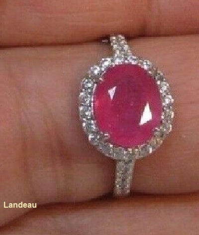 3.8 ct natural gem pink red ruby gold on s. sterling silver ring (8.75)
