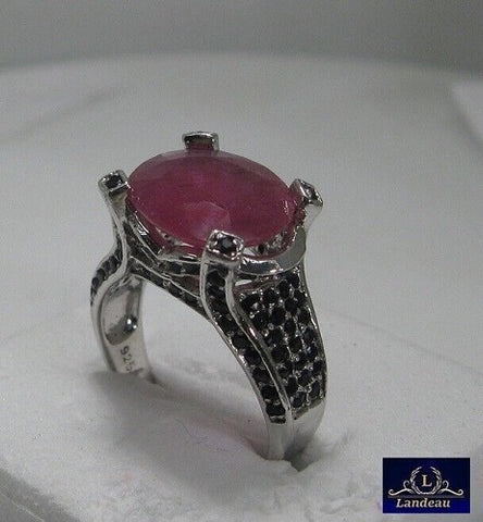 6.4 ct natural gems red ruby sapphire gold on sterling silver ring (6.5-7)