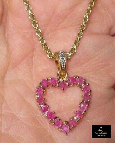 2.04 ct natural gems ruby silver heart yellow gold on s. silver pendant