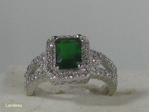 7 ct lab created Emerald - Sapphire gold on sterling silver bezel ring (8)