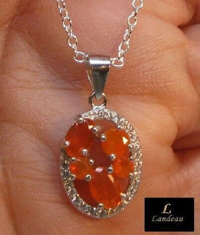 6.2 ct natural gems orange fire opal gold on s. silver pendant