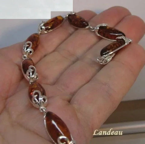 16 ct natural gems baltic amber bracelet sterling silver