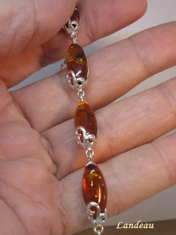 16 ct natural gems baltic amber bracelet sterling silver v
