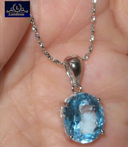 8 ct natural gem sky blue topaz gold on 925 sterling silver pendant & necklace v