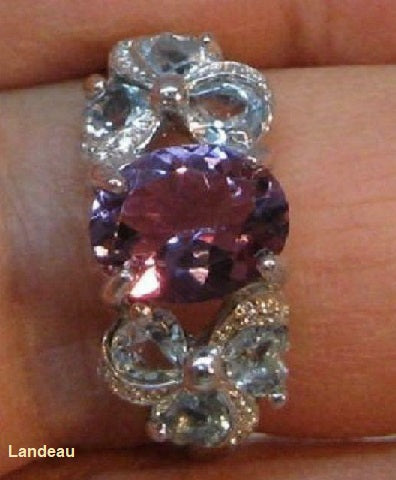 6.2 ct natural gems change in color amethyst gold on s. silver ring (8.75)