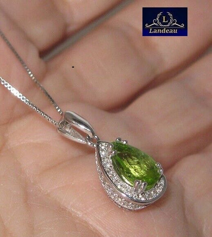 6.4 ct natural gem peridot gold on sterling silver pendant & necklace