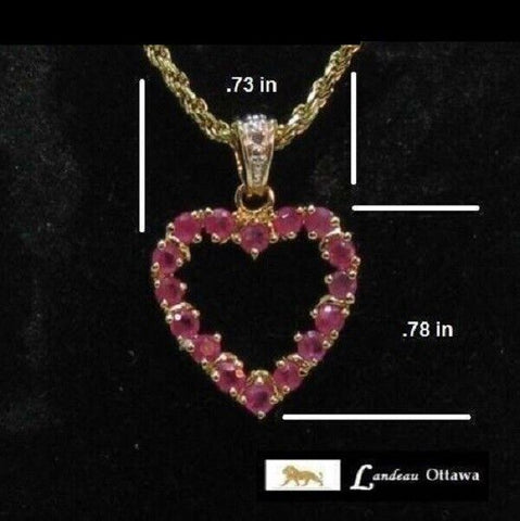 2.04 ct natural gems ruby silver heart yellow gold on s. silver pendant CAD$