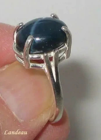 6.8 ct. natural gem 6 rays star sapphire sterling silver ring (5.5)