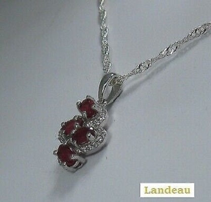 6 ct natural gems multi stones red ruby pendant sterling silver necklace