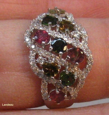 2 ct natural gems multi color stone tourmaline s. silver ring (8)