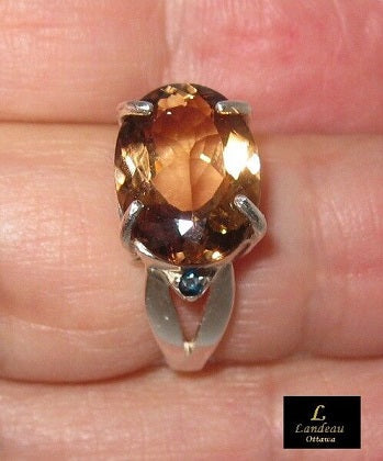 8.04 ct natural gems whisky topaz- sapphire gemstone ring (7) v