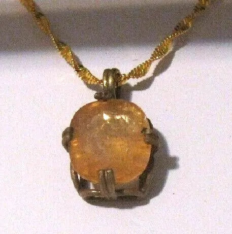 natural gems Orange 17.35 ct Royal Imperial Topaz 24K gold on Silver Pendant v