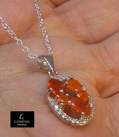 6.2 ct natural gems orange fire opal gold on s. silver pendant & necklace v