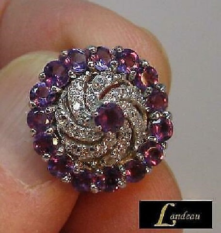 5 ct natural gems amethyst with cz accents gold on sterling silver earrings
