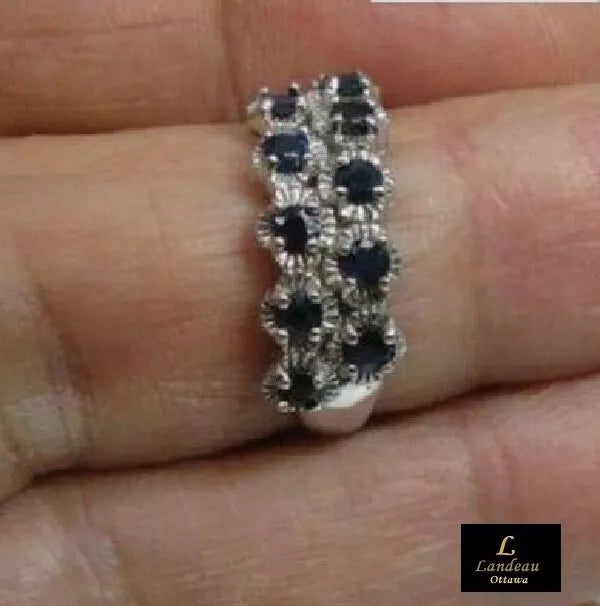 1.4 ct natural gems blue sapphire gold on sterling silver ring (8)