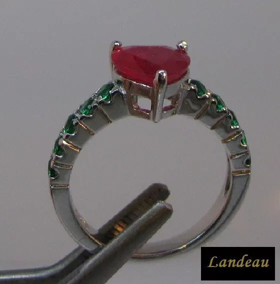 2 ct natural gems Ruby Heart Garnet Sterling Silver Ring (6)