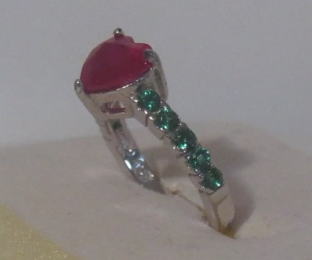 2 ct natural gems Ruby Heart Garnet Sterling Silver Ring (6)