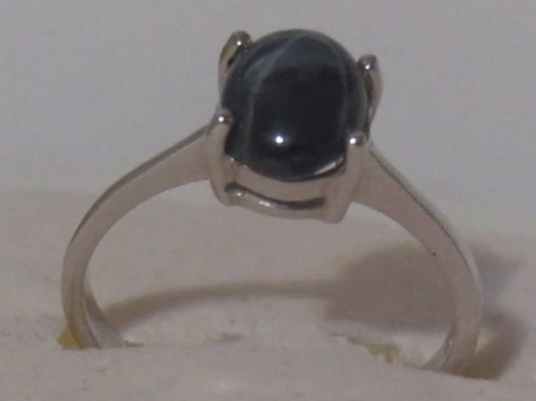 2 ct natural gem 6 Ray Star Sapphire Solitaire Silver Ring (7.5- 7.75) v