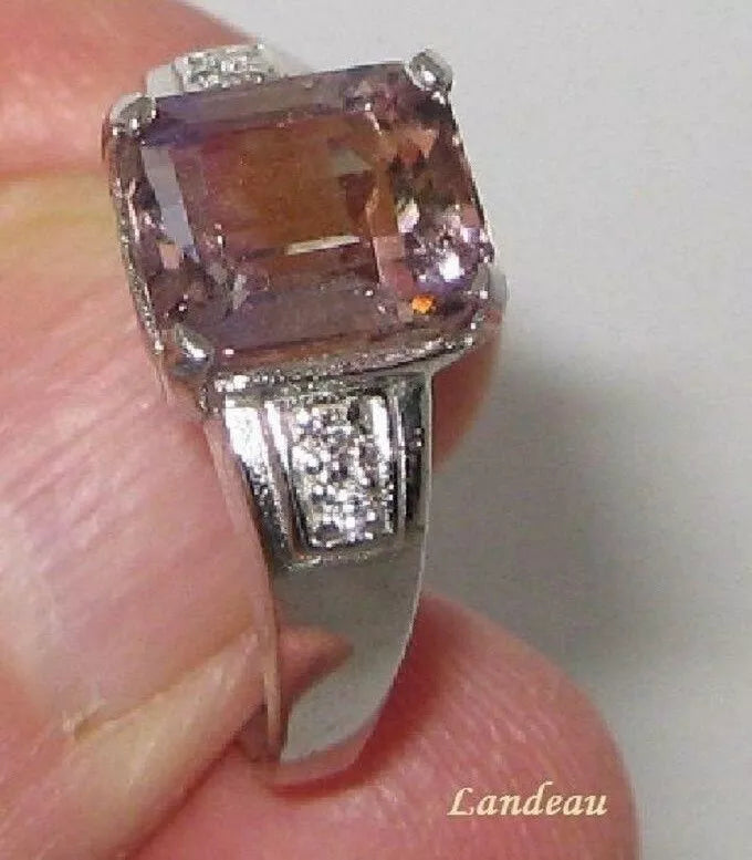 5.1 ct natural gem emerald cut ametrine gold on sterling silver ring (8.25)