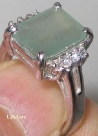 3.2 ct natural gem aquamarine gold on sterling sterling silver ring (6.5)v
