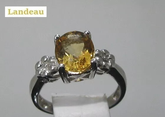 2.2 ct natural gem Citrine Oval Gold On Sterling Silver Ring (5.25)
