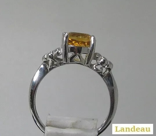 2.2 ct natural gem Citrine Oval Gold On Sterling Silver Ring (5.25)