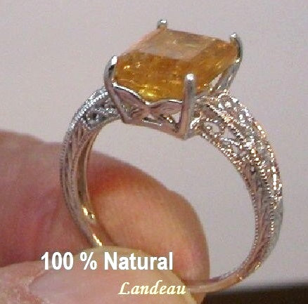 4.2 ct natural gem royal imperial topaz s silver ring (6.5) v