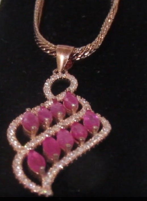 4 ct natural gems pink ruby pendant silver necklace rose gold
