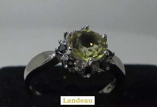 1.4 ct natural gems lemon quartz & spinel gold on s. silver ring (6.5)